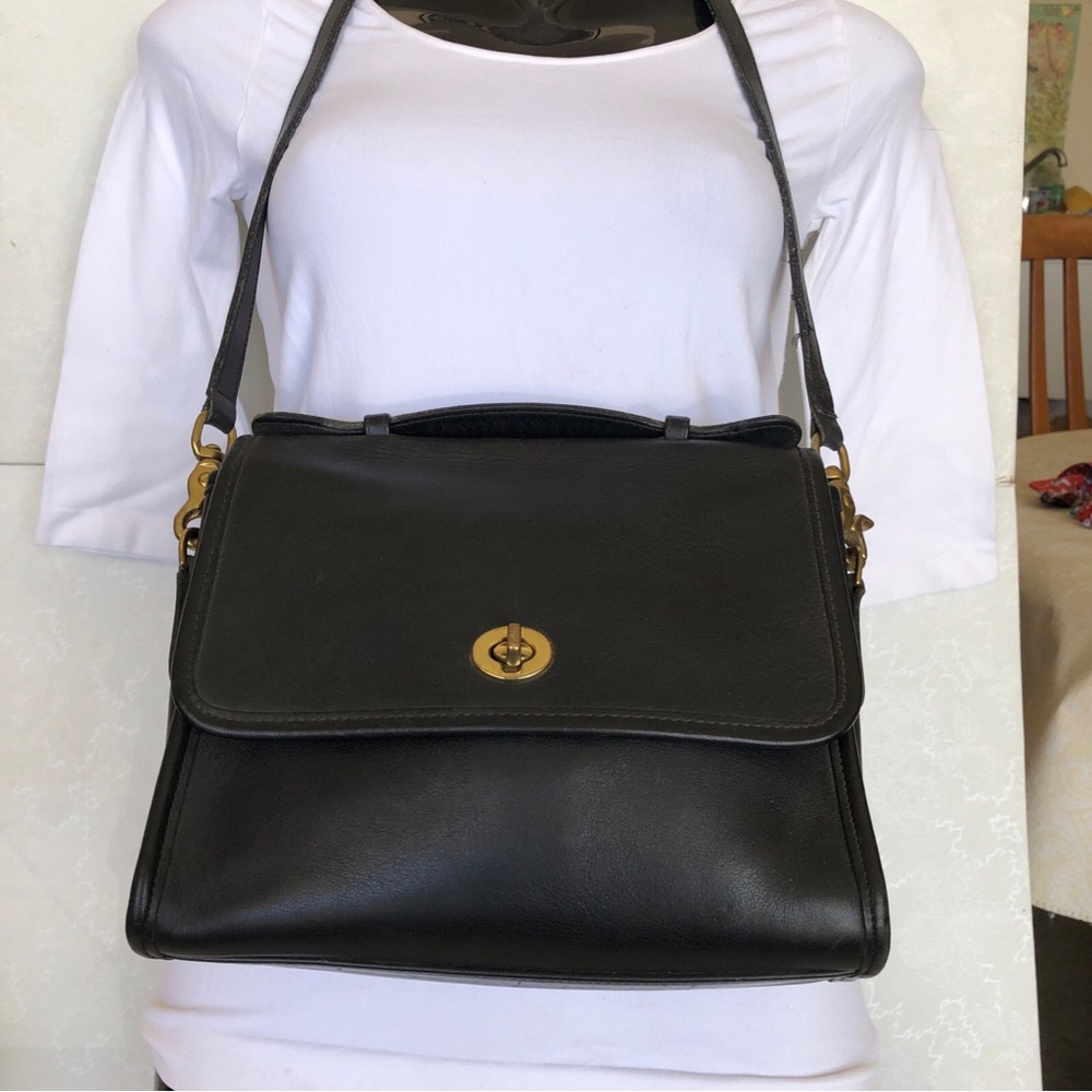 Vintage Coach Court Bag Black Leather #9870 In Perfect Condition